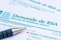 Application form for RSA (Revenu de solidaritÃ© active), minimum income in France Royalty Free Stock Photo