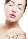 Clamor woman with pearl Royalty Free Stock Photo