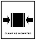 Clamp as indicated. Cargo signs, packaging symbol on a corrugated cardboard box. For use on cardboard boxes, packages