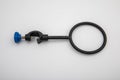 Clamp holder. Laboratory equipment. Ring clamp are used to place separating funnel and glass funnel. In a chemical laboratory