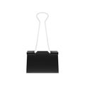 Clamp for paper, black metal binder clip - realistic vector