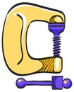 Clamp tool icon in color drawing