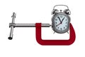 Clamp and watch on white background. Isolated 3D illustration