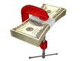 Clamped American Dollar Notes Royalty Free Stock Photo