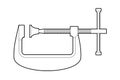 Clamping clamp type g - flat illustration on a white background, coloring book. manual carpentry tools. repairs