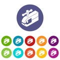 Clamping machine icons set vector color