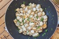 Clams cooked in a pan Royalty Free Stock Photo