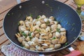 Clams cooked in a pan Royalty Free Stock Photo