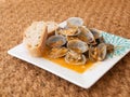 Clams cooked in the recipe