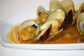 Clams cooked with the recipe clams a la marinera`. A traditional recipe of Spanish gastronomy`