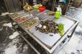 Clams and other sea food in a fish market Royalty Free Stock Photo