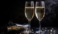 Clanking champagne flutes to celebrate New Year Eve Creating using generative AI Royalty Free Stock Photo