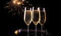 Clanking champagne flutes to celebrate New Year Eve Creating using generative AI Royalty Free Stock Photo