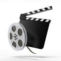 Clap board with film reel