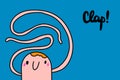 Clap illustration with cute man long hands