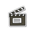 Clapboard film doodle icon, vector sticker illustration