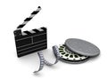 Clapboard film and reel case Royalty Free Stock Photo