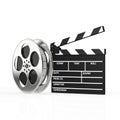 Clapboard and film roll