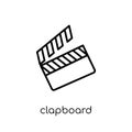 clapboard icon. Trendy modern flat linear vector clapboard icon