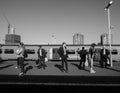 Clapham Junction station in London, black and white Royalty Free Stock Photo