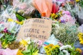 CLAPHAM, LONDON, ENGLAND- 16 March 2021: Flowers and tributes at Clapham Common Bandstand, in memory of Sarah Everard Royalty Free Stock Photo