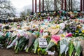 CLAPHAM, LONDON, ENGLAND- 16 March 2021: Flowers and tributes at Clapham Common Bandstand, in memory of Sarah Everard Royalty Free Stock Photo