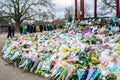 CLAPHAM, LONDON, ENGLAND- 16 March 2021: Flowers and tributes at Clapham Common Bandstand, in memory of Sarah Everard Royalty Free Stock Photo