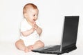 Clapped baby with notebook Royalty Free Stock Photo