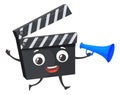 Clapper board character. Cinema mascot. Movie production symbol