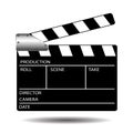 Clapper board. Movie industry. Vector cinema icon.