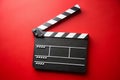 Clapper Board on Red Background Royalty Free Stock Photo