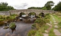 Clapper bridge at Postbridge on Dartmoor in Devon, England, United Kingdom