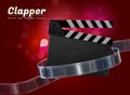 Clapper movie cinema object vector illustration