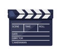 Clapperboard. Black and white movie slate. Cinematography and filmmaking equipment. Film clapper. Vector illustration