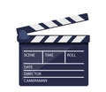 Clapperboard. Black and white movie slate. Cinematography and filmmaking equipment. Film clapper. Vector illustration