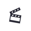 Clapperboard, cinema icon on white