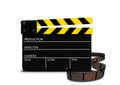 Clapperboard and film strip