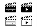 Clapperboard icon set. Opened movie shooting clapper board vector. Film cinema symbol. Vector stock illustration Royalty Free Stock Photo