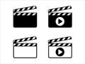 Clapperboard icon set. Opened movie shooting clapper board vector. Film cinema symbol. Vector stock illustration Royalty Free Stock Photo