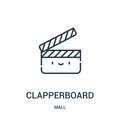 clapperboard icon vector from mall collection. Thin line clapperboard outline icon vector illustration. Linear symbol for use on