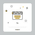 Clapperboard icon on white square Royalty Free Stock Photo