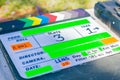 Clapperboard on location used on television and film set productions Royalty Free Stock Photo