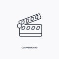 Clapperboard outline icon. Simple linear element illustration. Isolated line clapperboard icon on white background. Thin stroke