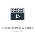 Clapperboard play button icon vector. Trendy flat clapperboard play button icon from music and media collection isolated on white