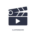 clapperboard play button icon on white background. Simple element illustration from music and media concept