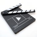 Clapperboard with play button isolated on white background Royalty Free Stock Photo