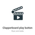 Clapperboard play button vector icon on white background. Flat vector clapperboard play button icon symbol sign from modern music Royalty Free Stock Photo