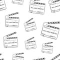 Clapperboard sketch seamless on white Royalty Free Stock Photo