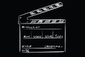 Clapperboard sketch white on black Royalty Free Stock Photo