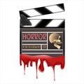 Clapperboard with skull in realistic style. Helloween R-rated horror movie